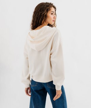 Sweat zippé à capuche coupe ample en maille stretch douce femme vue3 - GEMO(FEMME PAP) - GEMO