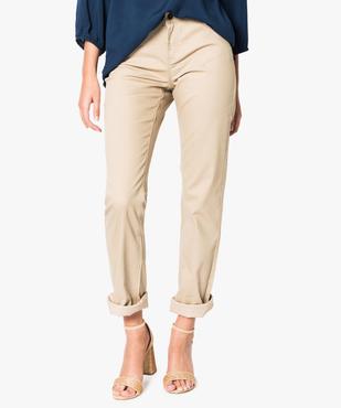 Pantalon uni regular en stretch vue1 - GEMO(FEMME PAP) - GEMO