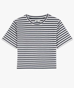 Tee-shirt manches courtes crop top rayé femme vue4 - GEMO 4G FEMME - GEMO