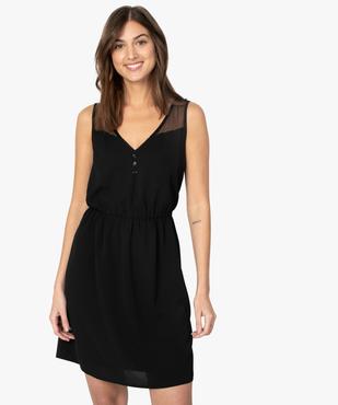 Robe femme courte avec empiècements dentelle vue1 - GEMO(FEMME PAP) - GEMO