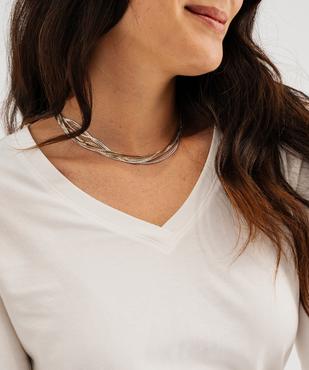 Tee-shirt manches longues et col V uni femme vue3 - GEMO 4G FEMME - GEMO