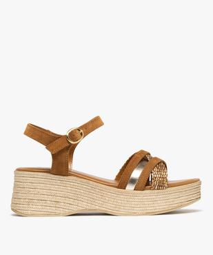 Sandales à brides avec semelle plateforme aspect corde femme - Tanéo vue1 - TANEO - GEMO