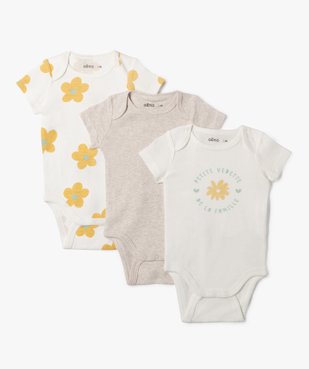 Body bébé manches courtes col américain (lot de 3) vue1 - GEMO 4G BEBE - GEMO