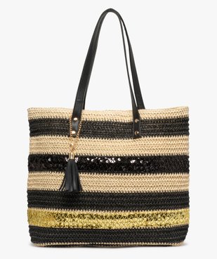 Sac de plage en paille à rayures femme vue2 - GEMO (ACCESS) - GEMO