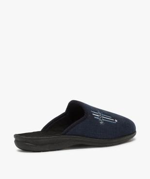 Chaussons homme mules confort en velours ras brodé vue4 - GEMO(HOMWR HOM) - GEMO
