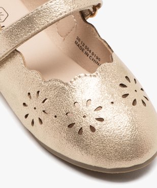 Ballerines fille unies à motifs ajourés et bride scratch vue6 - GEMO 4G FILLE - GEMO