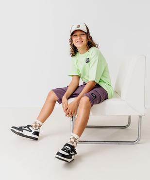 Bermuda cargo en coton stretch à coloris unique garçon vue5 - GEMO (JUNIOR) - GEMO
