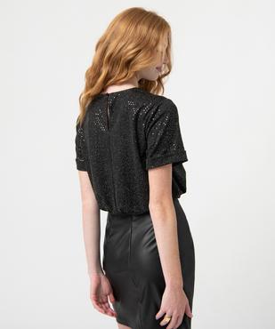 Tee-shirt femme à manches courtes à paillettes vue3 - GEMO(FEMME PAP) - GEMO