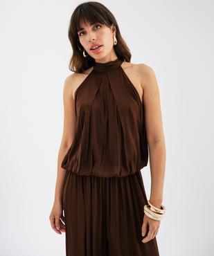 Blouse sans manches en satin avec col noué femme vue1 - GEMO(FEMME PAP) - GEMO