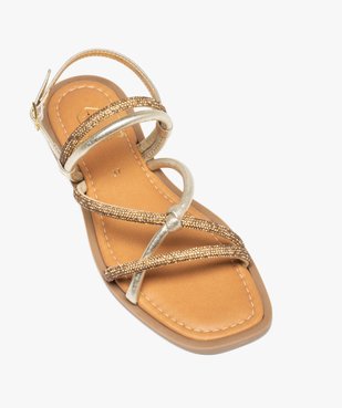 Sandales femme à talon plat dessus strass vue5 - GEMO (CASUAL) - GEMO