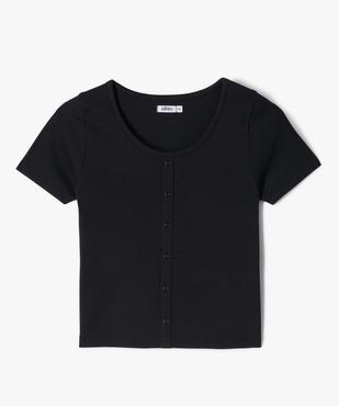 Tee-shirt manches courtes à côtes et faux boutons fille vue1 - GEMO 4G FILLE - GEMO