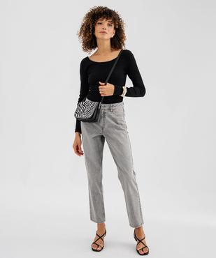 Jean mom fit taille haute délavé femme vue4 - GEMO 4G FEMME - GEMO