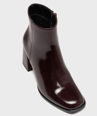 Boots vernis avec bout carré et talon flare femme - Follow Me vue5 - FOLLOW ME - GEMO