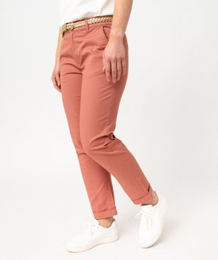 Pantalon chino extensible avec ceinture femme vue1 - GEMO 4G FEMME - GEMO