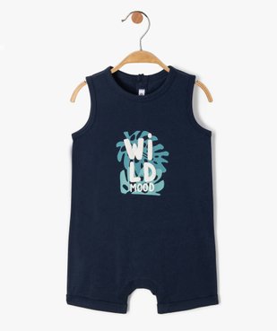 Combishort bébé garçon sans manches à motif feuillage vue1 - GEMO 4G BEBE - GEMO