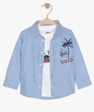 Ensemble bébé garçon 2 pièces : tee-shirt et chemise rayée vue1 - GEMO(BEBE DEBT) - GEMO