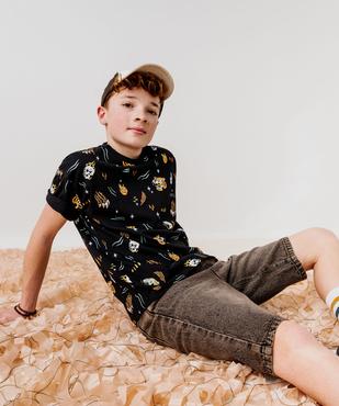 Tee-shirt manches courtes en coton imprimé garçon vue4 - GEMO 4G GARCON - GEMO
