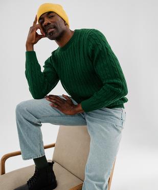 Pull col rond en coton à torsades homme vue1 - GEMO (HOMME) - GEMO