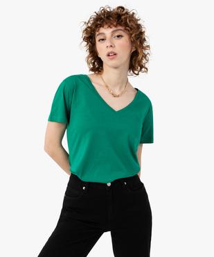 Tee-shirt femme à manches courtes avec col V vue2 - GEMO(FEMME PAP) - GEMO