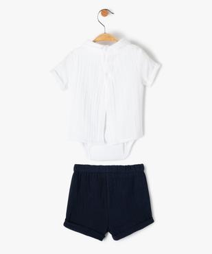 Ensemble bébé garçon 2 pièces : body chemise + short en gaze de coton vue5 - GEMO(BB COUCHE) - GEMO