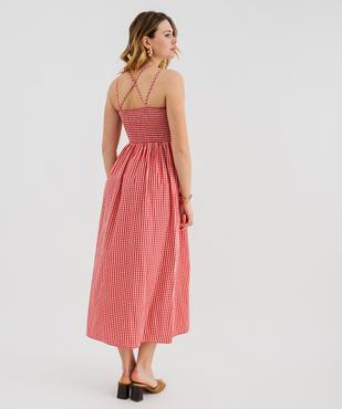 Robe longue à fines bretelles à motif vichy femme vue3 - GEMO(FEMME PAP) - GEMO