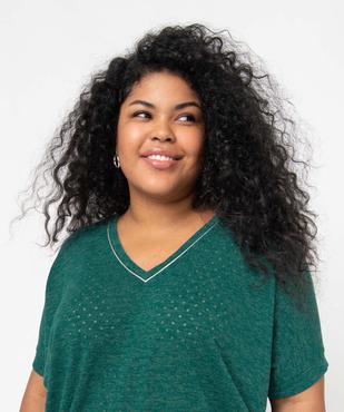 Pull femme grande taille à manches courtes et maille ajourée vue2 - GEMO (G TAILLE) - GEMO