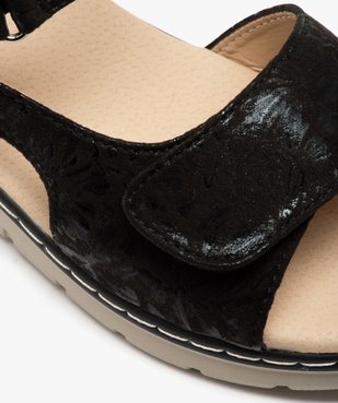 Sandales femme confort en tissu brillant et à scratch vue6 - SANS MARQUE - GEMO
