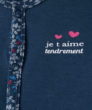 Pyjama bébé fille ouverture sur l’avant avec finitions fleuries vue2 - GEMO(BB COUCHE) - GEMO