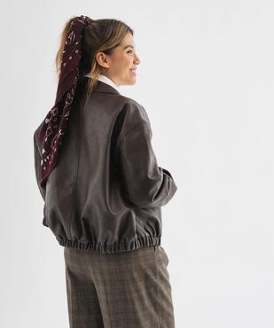 Blouson court coupe large en cuir imitation femme vue4 - GEMO(FEMME PAP) - GEMO