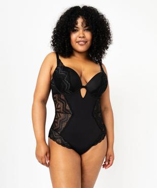 Body microfibre, tulle et dentelle femme grande taille vue1 - GEMO(HOMWR FEM) - GEMO