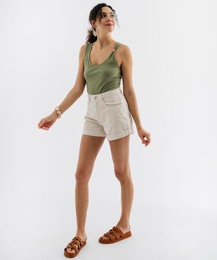 Short en toile denim coupe mom femme vue4 - GEMO 4G FEMME - GEMO