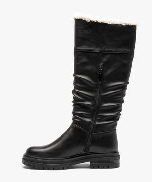 Bottes femme unies à semelle crantée et col sherpa vue4 - GEMO (CASUAL) - GEMO