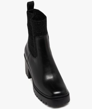 Boots femme à talon et bout carrés avec col chaussette pailleté vue5 - 5 MILES - GEMO