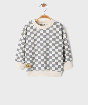 Sweat à motif damier bébé garçon vue1 - GEMO 4G BEBE - GEMO