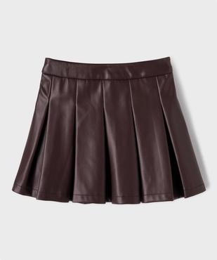 Jupe courte plissée en cuir imitation fille vue1 - GEMO (ENFANT) - GEMO