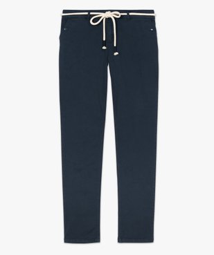 Pantalon femme en coton stretch avec ceinture à nouer vue4 - GEMO(FEMME PAP) - GEMO