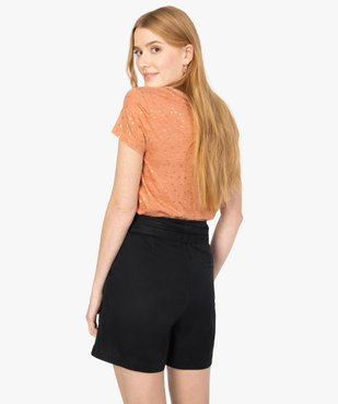 Tee-shirt femme à manches courtes avec motifs pailletés vue3 - GEMO(FEMME PAP) - GEMO