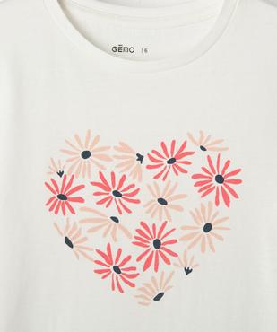 Tee-shirt manches courtes à motif fleuri fille vue2 - GEMO 4G FILLE - GEMO