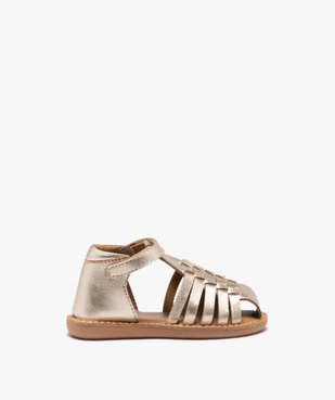 Sandales bébé fille en cuir métallisé unis avec brides scratch vue1 - GEMO 4G FILLE - GEMO