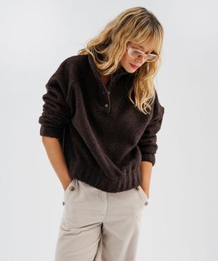 Sweat oversize en maille bouclette avec col montant femme vue1 - GEMO(FEMME PAP) - GEMO