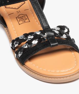 Sandales fille plates à brides en cuir contrastées vue6 - TANEO - GEMO
