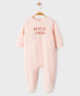 Pyjama en velours bébé avec message sur le buste vue1 - GEMO(BB COUCHE) - GEMO