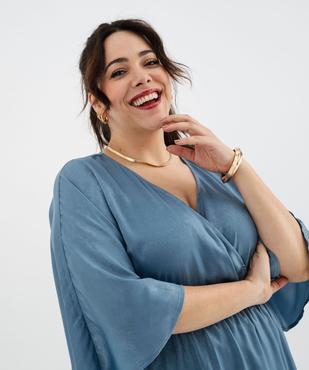 Robe longue en voile satiné à encolure cache-cœur femme grande taille vue3 - GEMO (G TAILLE) - GEMO