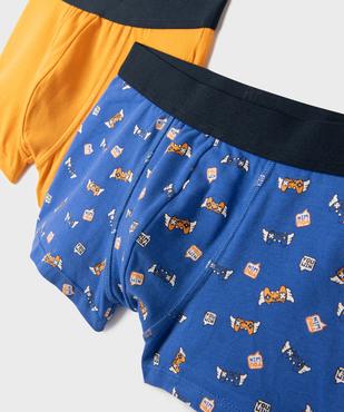 Boxers en coton stretch uni et motifs jeu vidéo garçon (lot de 2) vue2 - GEMO 4G GARCON - GEMO