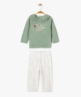 Pyjama en velours 2 pièces imprimé cœurs bébé fille vue1 - GEMO 4G BEBE - GEMO