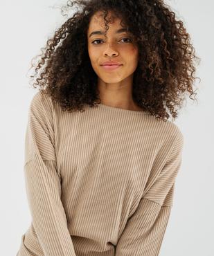 Tee-shirt de pyjama à manches longues chauve-souris en maille côtelée femme vue3 - GEMO 4G FEMME - GEMO
