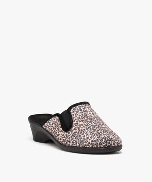 Chaussons femme mules confort compensées à motif léopard vue2 - GEMO(HOMWR FEM) - GEMO