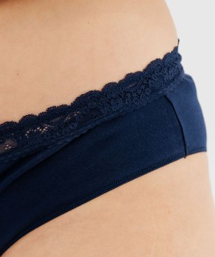 Slip en coton stretch avec taille en dentelle femme grande taille (lot de 2) vue5 - GEMO 4G FEMME - GEMO