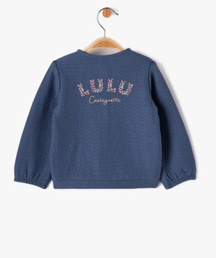 Sweat boutonné en jersey matelassé bébé fille - LuluCastagnette vue3 - LULUCASTAGNETTE - GEMO