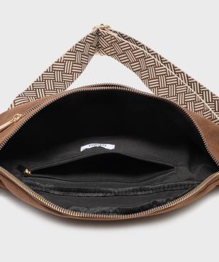 Sac banane grand format en suédine à bandoulière fantaisie femme vue3 - GEMO (ACCESS) - GEMO